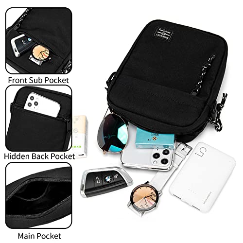 Vaupan Small Crossbody Bag Shoulder Bag For Men, Women Mini Messenger Bag Water Resistant Satchel Bag For School Work Travel Business (Black) #TOP2