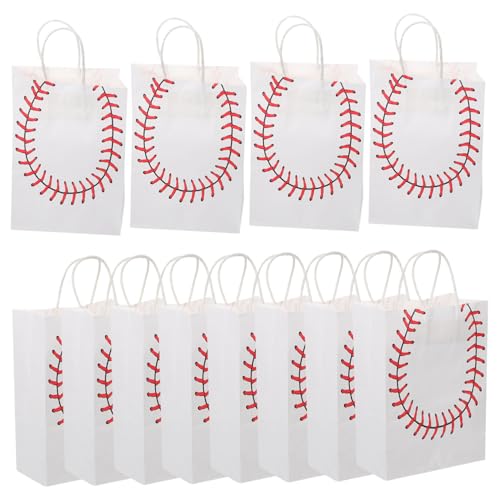 NOLITOY 12個 サッカー柄クラフト紙袋 軽量で破れにくい お菓子入れ スポーツテーマパーティー用 贈り物や店舗収納にも