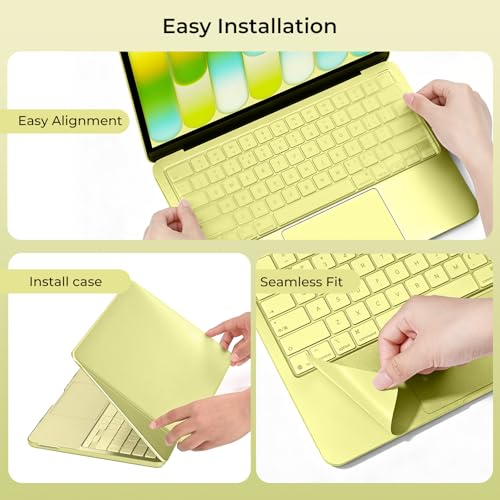 Image of EooCoo for MacBook Neo Case 13 inch 2026, 100% Match Color, 3 in 1 Kit | Citrus Clear, Anti-Fingerprint & Scratch & Crack, Sturdy, Mac Neo Accessories, Ready for School, Work & Travel