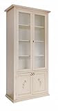  Vicentini arreda VETRINA CRISTALLIERA IN LEGNO SHABBY CHIC AVORIO ANTICATO DECORATO A MANO
