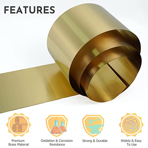 Image of JAVIKA 0.004 x 6 x 100 (inches) Brass Shim Stock Roll, Half Hard, Cold Rolled, CDA 260 Brass Alloy for Hardware and Machine Maintenance, DIY Projects, Jewelry, Crafts, Electrical