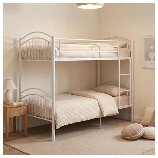 Best Space Saving Kids Beds for Small Rooms 29 Panana 3FT Single Metal Bunk Bed Frame with Safety Guardrail 2-Storey Bed Bedroom Dorm Apartment Furniture for Adults Teenagers Children (White)