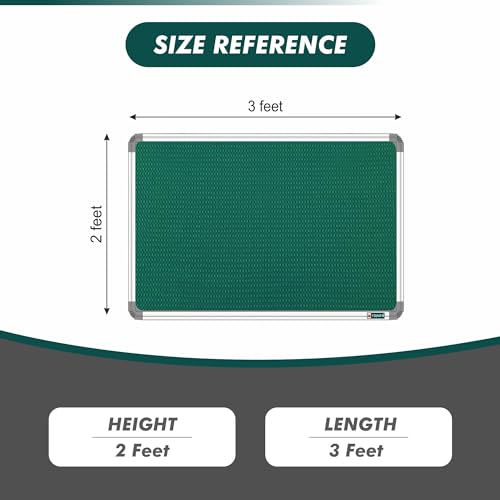 Image of YAJNAS Notice Board 2x3 Feet with Acrylic Door /Cover, Bulletin Board, Noticeboard for Study Room, Office, School & College - Lockable, Pin-up Display Board, Soft Board (Green)