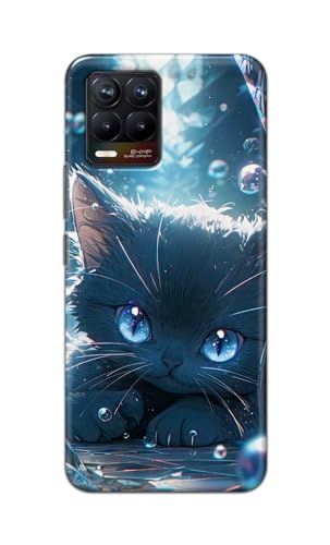 Image of Printed Hard Back Cover Case for Realme 8 4G | Realme 8 Pro 4G Back Cover (Cute Cat) -1111