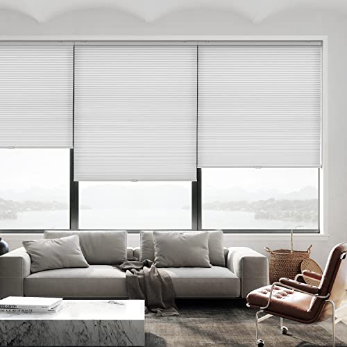 Lazblinds Cordless Cellular Shades, Light Filtering Honeycomb Shade Pleated Blinds For Windows Size 24'' W X 64'' H, White #TOP4