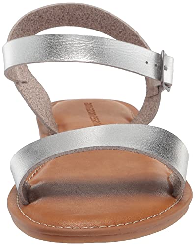 Amazon Essentials Women's Two Strap Buckle Sandal, Silver, 12 Wide #TOP1