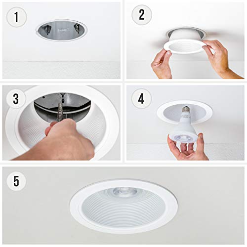 PROCURU [6-Pack] 6" Metal Recessed Can Light Trim Cover, Step Baffle with Ring, White (Trim Only, Bulb Not Included) by PROCURU - Image 5