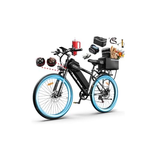 TigerWalk 26" Electric Bike for Adults, 500W Mountain Ebike, 48V 10Ah Removable Battery, 45 Miles PAS Range, Lockout Suspension Fork, Detachable Rear Rack, 7-Speed Electric Bicycle