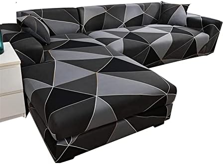 Stretch Sofa Slipcovers L Shape Spandex Fabric Sectional Sofa Cover with Elastic Strap Couch Cover Furniture Protector for Kids,Pets
