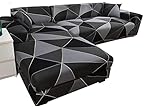 Stretch Sofa Slipcovers L Shape Spandex Fabric Sectional Sofa Cover with Elastic Strap Couch Cover F