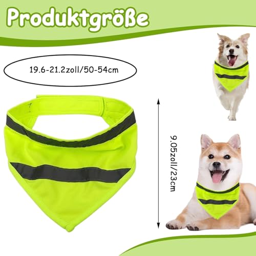 Reflektierendes Hundehalstuch, Verstellbarer Dreieckstuch für Haustiere, Sicherheit bei Nacht für Katzen und Hunde, Sicherheit Reflektierende Lätzchen, Kopftücher Hund Bandanas(L Fluorescent Grün)