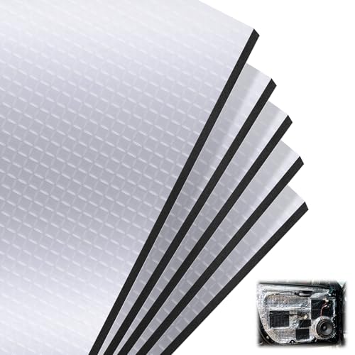 5 Stück Dämmmatte Auto, 25cm x 18cm x 10mm Schallschutzmatte Selbstklebend Wasserdicht Feuerfest, Antidröhnmatte für Motorhaube Dach Türen Stiefel Geräusch und Wärmedämmung