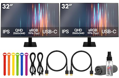 Image of LG 32U631A-B 32 inch QHD (2560x1440) Monitor Bundle (2-Pack) | IPS Display, 100Hz Refresh Rate, 5ms Response, HDR10, Reader Mode, Flicker Safe, USB-C & HDMI Ports + 2X USB-C Cable + Cleaning Kit + More