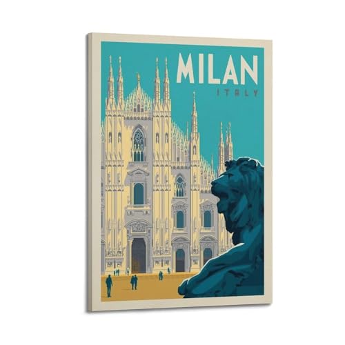 Poster Milan Italie vintage koanga 60x90cm de voyage sur toile moderne
