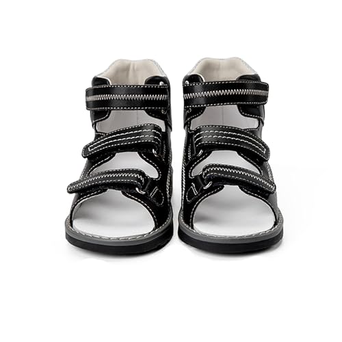 Orthopedic Sandals for Toddlers with Arch and Ankle Support,Kids High Back Black Shoes2