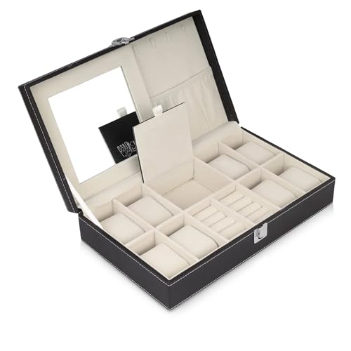 Image of Folk Creations Watch Roll | 12 Slot Double Layer Watch Box | Best Organization for your watches | Best Travel Case (8 Slot Multipurpose Jewellery Organizer)