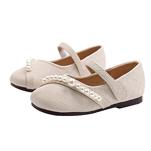 MATERUIEYES Fashion Shoes Pearl Girls Wide Round Toe Design Single Shoes - Main Image