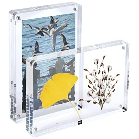 GOCUODE 2 Piezas Marcos de Fotos Acrílico,10x15 cm Marco Fotos Magnético Transparente Cover