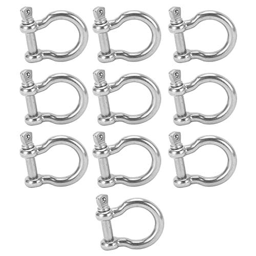 GOTOTOP 10Pcs Bow Shackle D Anchor Load Stainless Steel U Shape 100 kg Load 304 Stainless Steel Flexible use in Various Industries Resistant Lightweight