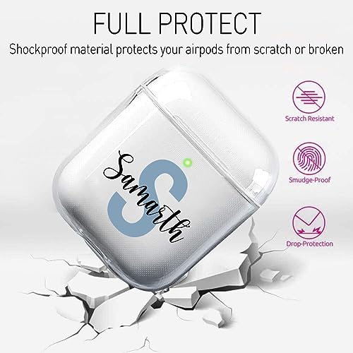 Image of MITZVAH Custom Name Personalised Airpod 2 Case for Airpods 1st and Airpod 2nd Generation Case Cover, Customized Airpods 2 Transparent case with Keychain (Initial-Name)