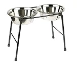 Classic Pet Products Double Feeder High Stand with 2 x 1600 ml Stainless Steel Dishes, 300 mm Tall | Raised Double Dog Bowl | Heavy-Duty Metal Frame | Easy Clean Removable Bowls