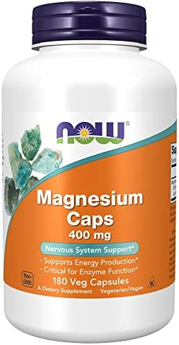 NOW Supplements, Magnesium 400 mg, Enzyme Function*, Nervous System Support*, 180 Veg Capsules