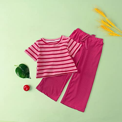 Ensemble d'été sans manches bébé fille tenue rayée rose 6-7 ans