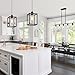 3 Pack Black Pendant Lights for Kitchen Island Industrial Lantern Pendant Light Fixtures with Clear Glass Shade, Farmhouse Adjustable Height Hanging Pendant Lighting for Dining Room