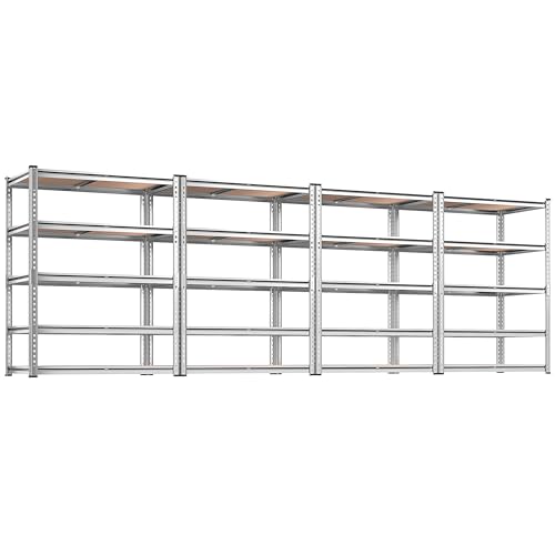 Image of REIBII 2020LBS Garage Shelving Heavy Duty Metal Shelving 5 Tier Storage Shelves, Garage Shelves for Basement, Warehouse, Pantry, Closet, Kitchen, 72 inch H x 36 inch W x 16 inch D, Galvanized, 4 Pack