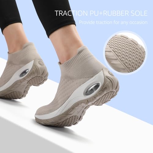 Image of HKR Women Walking Shoes Cushioned Slip On Sneakers