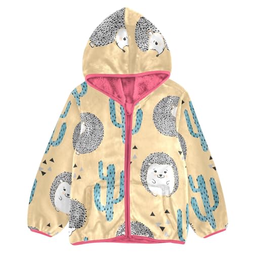 OTVEE Hedgehog Cactus Animals Kids Hoodie Jacket Fall Spring Full Zip Warm Outwear Coat