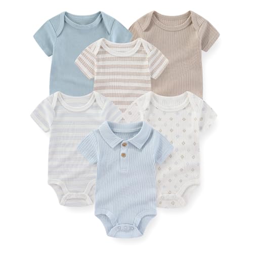 Image of JELYLOVE Fashion Baby Boy Girl Bodysuits 6-Pack Casual Cotton Soft Infants Outfit New born Clothes