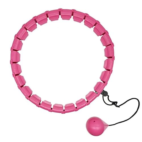 Weighted smart hula hoop exercise for adults and kids 2 in 1 abdominal fitness weight loss massage non-drop hula hoop 24 detachable knots auto-rotating ball lazy people can lose weight (red)