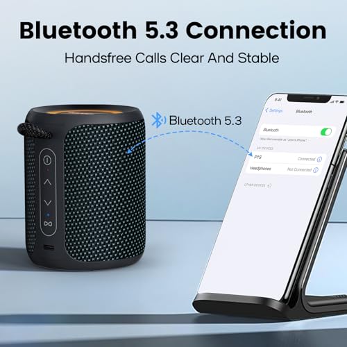Image of Deeyaple Portable Bluetooth Speaker, IP67 Waterproof Mini Bluetooth Speaker Wireless V5.3 with Stereo Sound,All Day,TWS Pairing,LED Light,Gift for him /her (Blue Black)