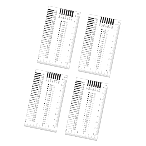 Flaw Detection Scale Cards 4PCS with Tear Coating for Industrial Component Inspection Use Double Side Laminated Measuring Gauges