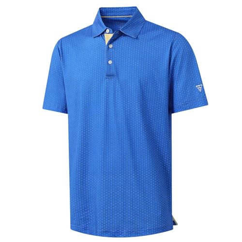 Image of M MAELREG Mens Golf Shirt Short Sleeve Dry Fit Print Moisture Wicking Performance Patterns Collared Polo Shirt