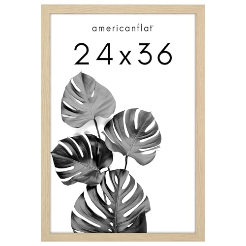 Image of Americanflat 24x36 Poster Frame with Polished Plexiglass - Epic Collection - Gallery Wall Frames with Engineered Wood - Wide Photo Frame for Wall Display - Natural Oak