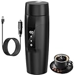12V Portable Travel Electric Kettle, 350ML Heated Mug with 40-100℃ Temperature Adjustable, 304 Stainless Steel Liner, 80W Fast Boiling Bottle, Leak-Proof, Anti-Dry Burn Protection, Best for Car, Trip