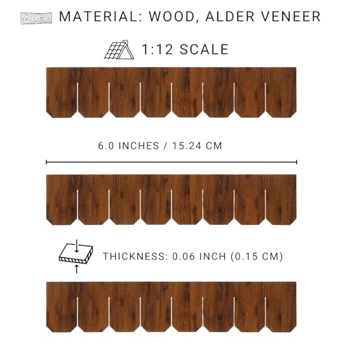 Dollhouse Wooden Roof Shingles, Dollhouse Miniature Roofing, Set of 25 Strips, REDUCIO! (Warm Brown Wood) - Thumbnail 5