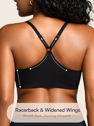 Image of Racerback Bras with Metal Magnetic Front Closure - S-XL Wireless for Women No Underwire Seamless Supportive Bralettes