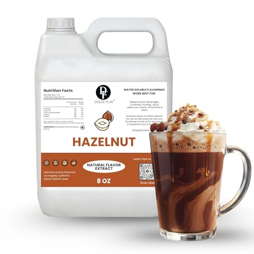 Image of Dolce Flav Natural Hazelnut Flavoring Concentrate | Water Soluble | 8 Fl Oz