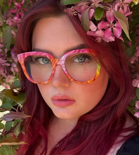 Image of Zeelool Oversized Square Glasses Frames for Women Fashion Candy Eyeglasses with Clear Lens Trendy Full Rim Designer Eyewear JGP049594-13