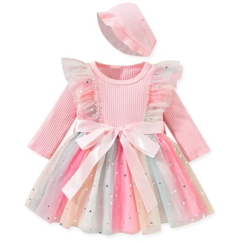 Aalizzwell Infant Newborn Girls Long Sleeve Bodysuit Dress