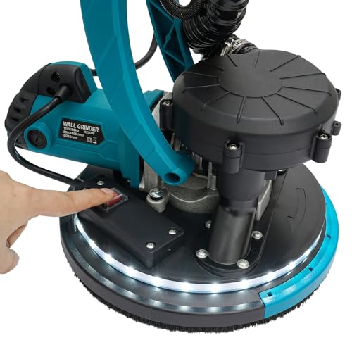 Elektrischer Decken und Wandschleifer mit Staubabsaugung, 1250W Trockenbauschleifer mit Variabler Geschwindigkeit, Elektrischer Staubfreier Trockenbauschleifer (Blau)