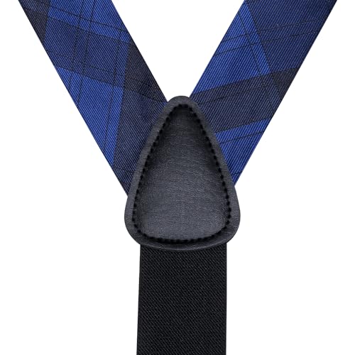 Image of Dubulle Suspender and Bow Tie for Men Paisley Solid Mens Suit Braces Pretied Bowtie and Handkerchief Cufflinks Formal Wedding