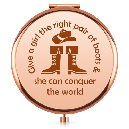 Cowgirl Gifts Cowgirl Boots Compact Mirror Western Gifts for Women Teen Girls Country Girl Gift Western Cowgirls Gift for Girls Women Country Stuff Christmas Birthday Keepsake for Woman Makeup Mirror