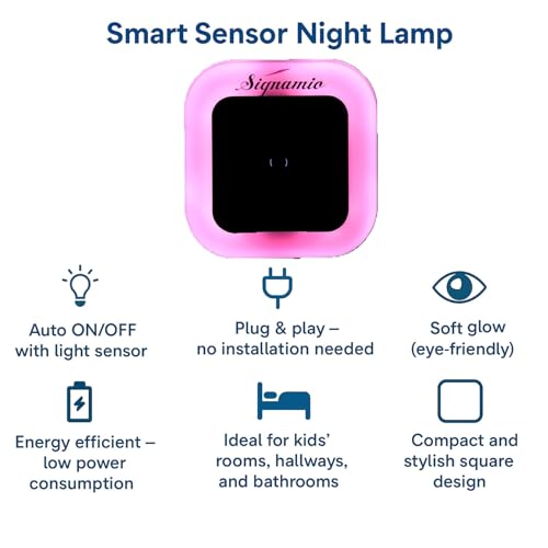 Image of Signamio 1 Pcs Sensor Light for Home Indoor - Smart Motion Sensor LED Light, Automatic On /Off Night Lamp, Energy-Saving 0.5W for Bedroom, Bedside, Home Use-Pink