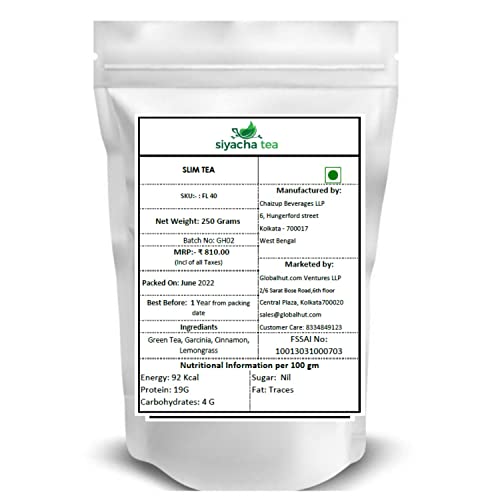 Image of Siyacha Tea Herbal Slimming Tea, 250 Grams, Green Tea with Garcinia, Cinnamon, Lemongrass, Natural Antioxidant Rich, Pure Loose Leaf, Herbal Beverage, Makes 125 Cups (approx)