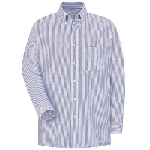 Red Kap Men's Blue White Stripe Oxford Shirt #TOP26