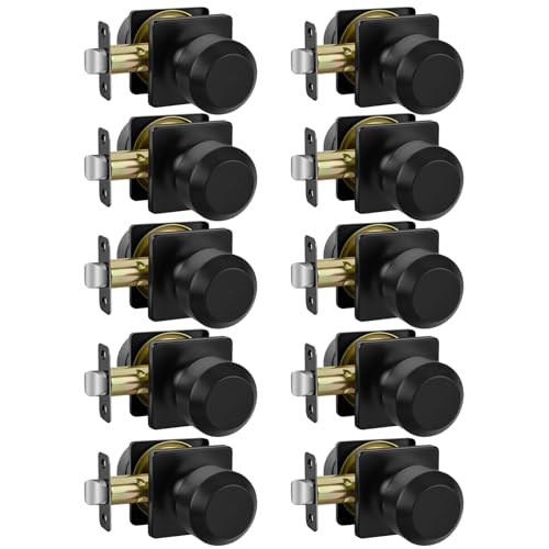 Haidms Matte Black Passage Door Knobs for Closet and Hallways 10 Pack